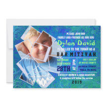 COOL FOTO COLLAGE Bar Mitzvah Uitnodiging