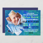 COOL FOTO COLLAGE Bar Mitzvah Uitnodiging (Voorkant / Achterkant)