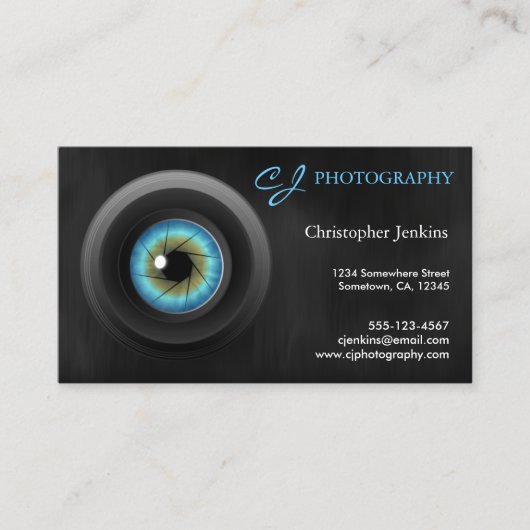 Cool Fotografie Blue Eye Camera Lens Fotograaf Visitekaartje (Voorkant)
