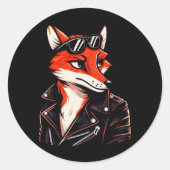Cool Fox -  dier Ronde Sticker (Voorkant)