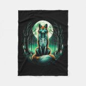 Cool Fox Skeleton Halloween Christmas Birthday  Fleece Deken (Voorkant)