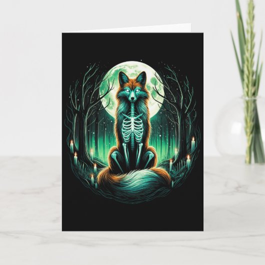 Cool Fox Skeleton Halloween Christmas Birthday  Kaart (Voorkant)