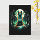 Cool Fox Skeleton Halloween Christmas Birthday  Kaart (Gele Bloem)