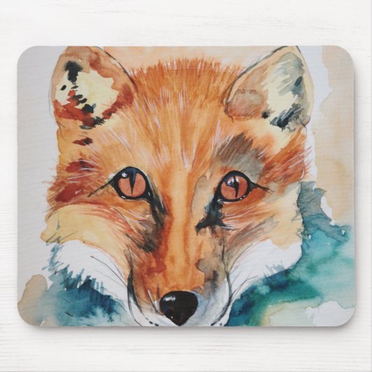 Cool Fox Watercolor Schilderij Muismat (Voorkant)