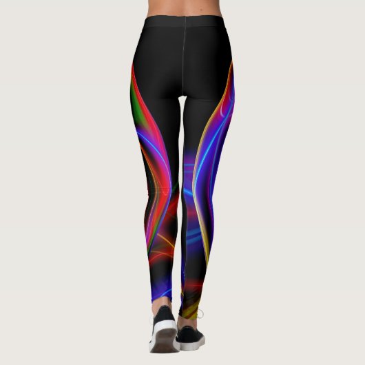Cool Fractal Psychedelic Neon Glow Abstract Ball Leggings (Achterkant)