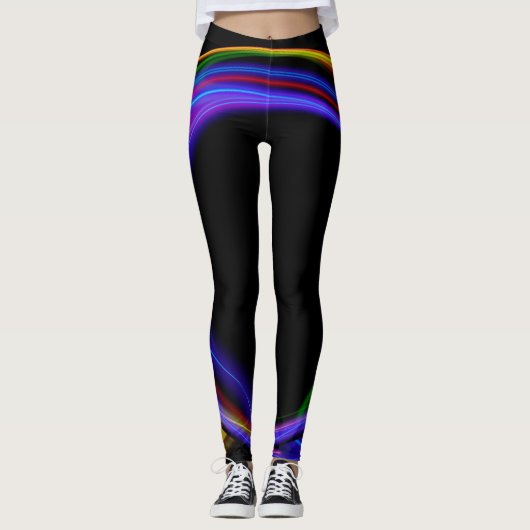 Cool Fractal Psychedelic Neon Glow Abstract Ball Leggings (Voorkant)