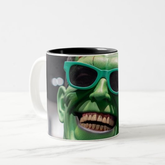 Cool Frankenstein Tweekleurige Koffiemok (Voorkant links)