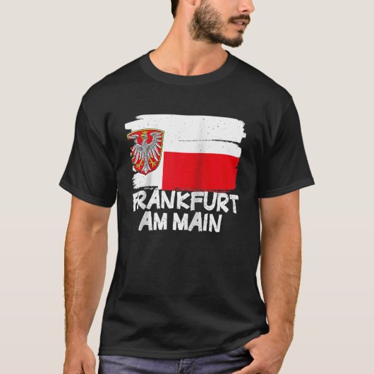 Cool Frankfurt am Main Flag Raglan Baseball T-shirt (Voorkant)