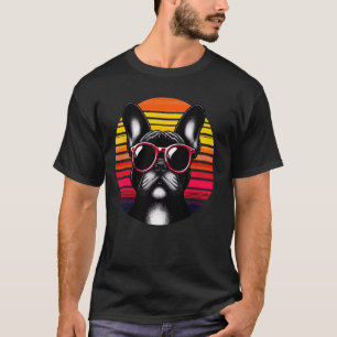 Cool Franse Bulldog Retro Sunset Sungl T-shirt