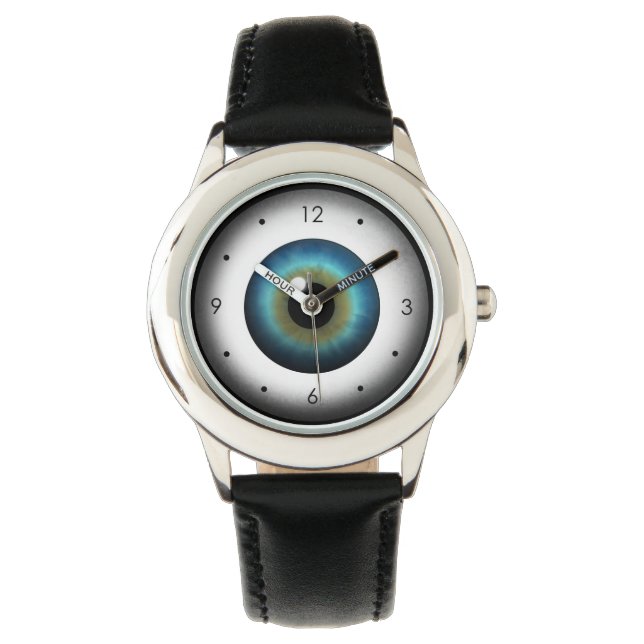 Cool Freaky Raar Blauw Oog Oogbal Polshorloge Horloge (Voorkant)