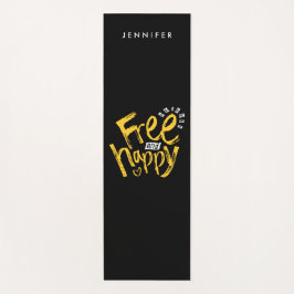 Cool Free en Happy Yellow Black handgeschrevenYPO Yogamat