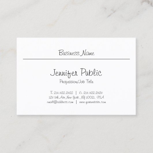 Cool Freehand Script Modern Minimalist Plain Nice Visitekaartje (Voorkant)