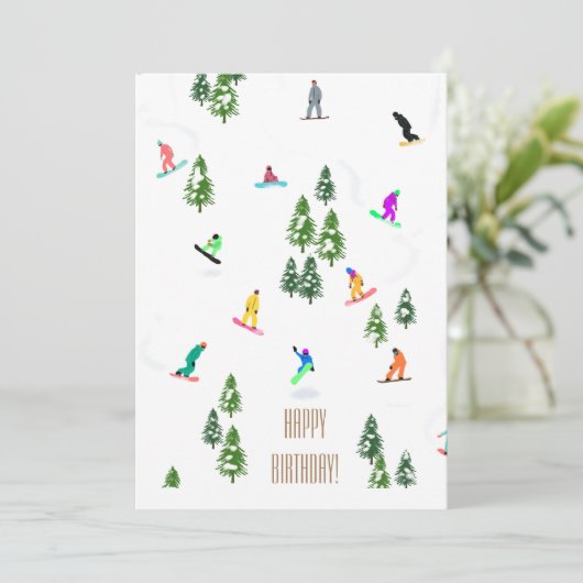 Cool Freeride Snowboarders Happy Birthday (Staand voorkant)