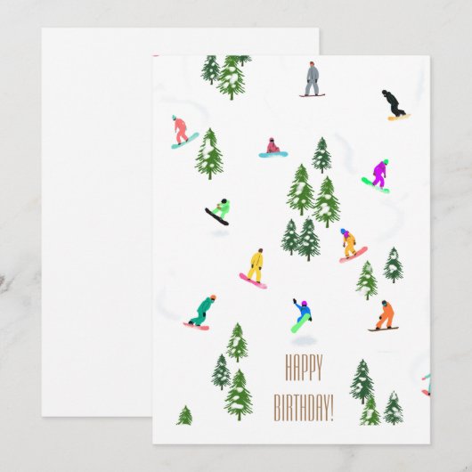 Cool Freeride Snowboarders Happy Birthday (Voorkant / Achterkant)