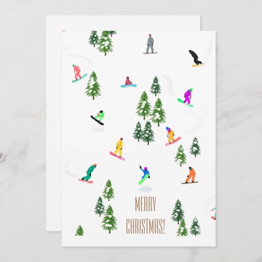 Cool Freeride Snowboarders Merry Kerstry Kaart (Voorkant / Achterkant)