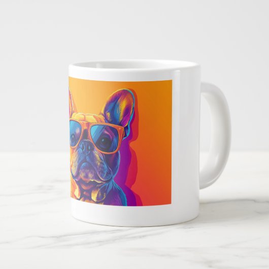 Cool French bulldog dog with sunglasses Grote Koffiekop (Voorkant rechts)