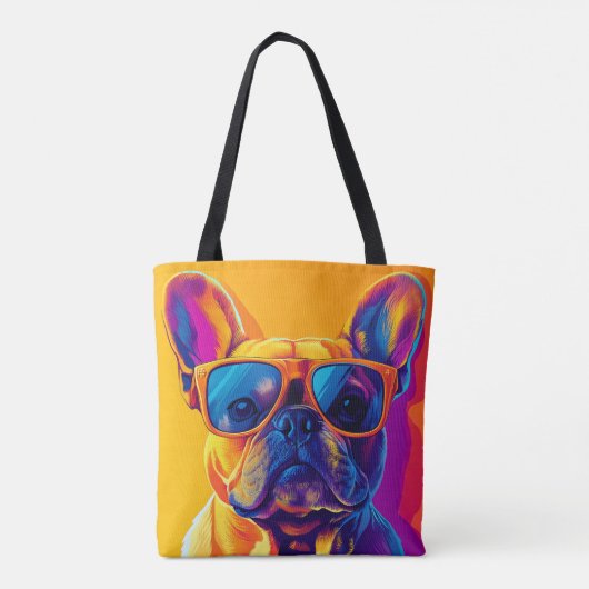 Cool French bulldog dog with sunglasses Tote Bag (Achterkant)