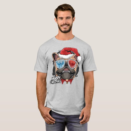 Cool French Bulldog Kerstmis T-shirt (Voorkant volledig)