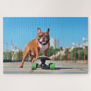 Cool French Bulldog Skateboarding Legpuzzel