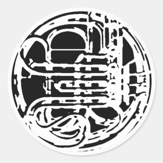 Cool French Horn Design Ronde Sticker (Voorkant)