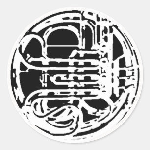 Cool French Horn Design Ronde Sticker