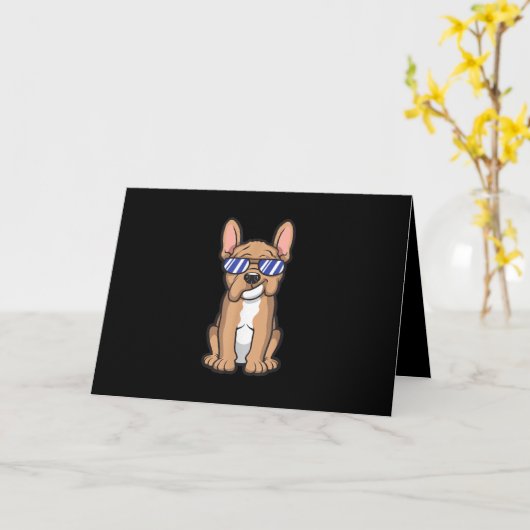 Cool Frenchie French Bulldog Sunbril Gift Kaart (Gele Bloem)