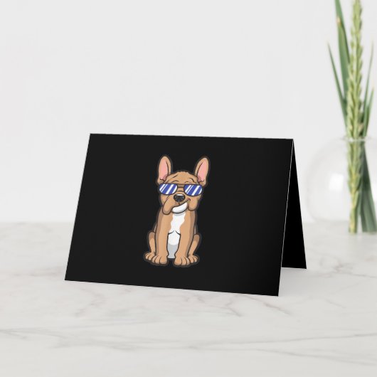 Cool Frenchie French Bulldog Sunbril Gift Kaart (Voorkant)