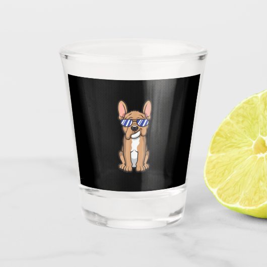 Cool Frenchie French Bulldog Sunbril Gift Shot Glas (Voorkant)