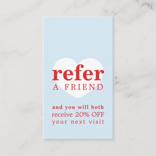 Cool Fresh Blauw Rood Wit Hart Bold Salon Aanbevelingskaartje (Voorkant)