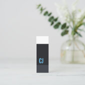 Cool Fresh Blue White Stripes Monogram Consultant Mini Visitekaartje (Staand voorkant)