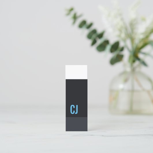 Cool Fresh Blue White Stripes Monogram Consultant Mini Visitekaartje (Staand voorkant)