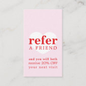 Cool Fresh Roze Rood Wit Hart Bold Salon Aanbevelingskaartje (Voorkant)