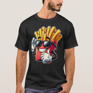 Cool frietjes cartoon fastfood zonnebril bioscoop t-shirt