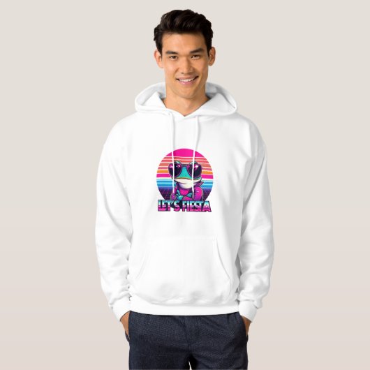 Cool Frog 80s Party Vibes Hoodie (Voorkant volledig)