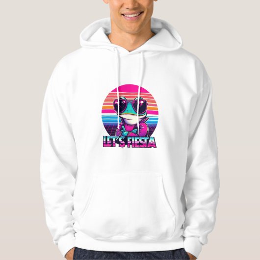 Cool Frog 80s Party Vibes Hoodie (Voorkant)