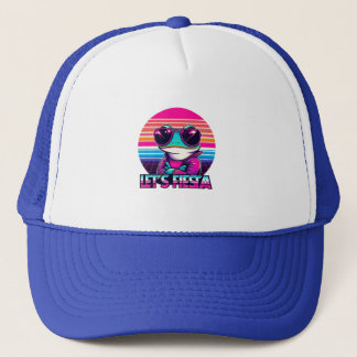 Cool Frog 80s Party Vibes Trucker Pet