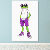 Cool Frog Canvas – Grappige Bril Kikker Kinderen M Afdruk (Insitu (Houten vloer))