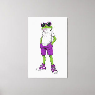 Cool Frog Canvas – Grappige Bril Kikker Kinderen M Afdruk