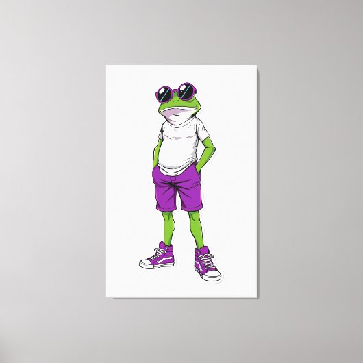 Cool Frog Canvas – Grappige Bril Kikker Kinderen M Afdruk (Voorkant)