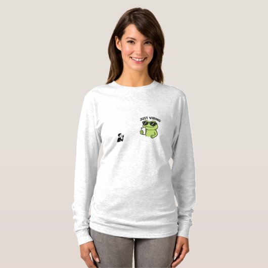Cool Frog “Just Vibing” Funny T-Shirt (Voorkant volledig)