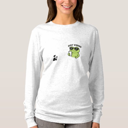 Cool Frog “Just Vibing” Funny T-Shirt (Voorkant)