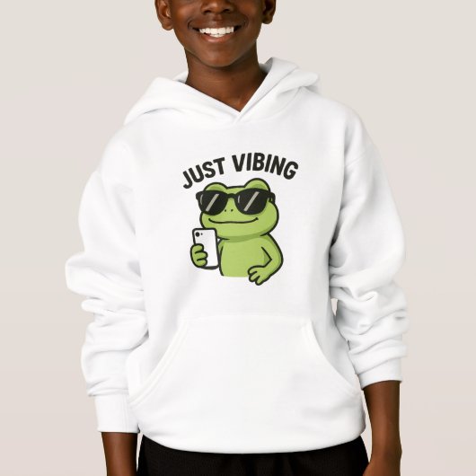 Cool Frog Selfie “Just Vibing” Funny T-Shirt Desig (Voorkant)