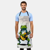 Cool Frog speelt gitaar in slaapkamer studio Schort (Gedragen)