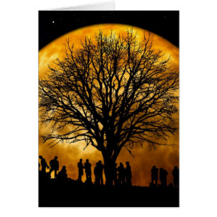 Cool Full Harvest Moon Tree Silhouette Giften