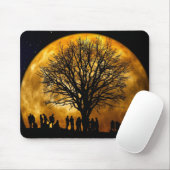 Cool Full Harvest Moon Tree Silhouette Giften Muismat (Met muis)