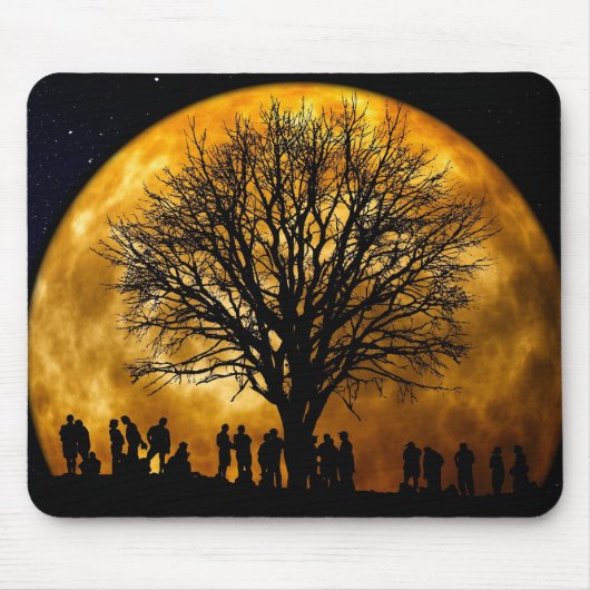 Cool Full Harvest Moon Tree Silhouette Giften Muismat (Voorkant)