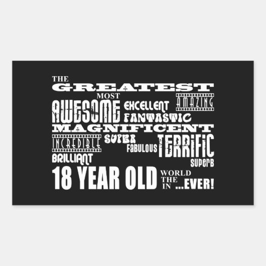 Cool Fun 18e Verjaardagsfeest Grootste 18 Jaar Oud Rechthoekige Sticker (Voorkant)