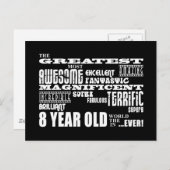 Cool Fun 8e Verjaardagsfeest Grootste 8-jarige Uitnodiging Briefkaart (Voorkant / Achterkant)