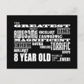 Cool Fun 8e Verjaardagsfeest Grootste 8-jarige Uitnodiging Briefkaart (Voorkant)