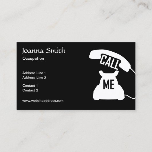 Cool Fun Black en white Call me  phone Visitekaartje (Voorkant)
